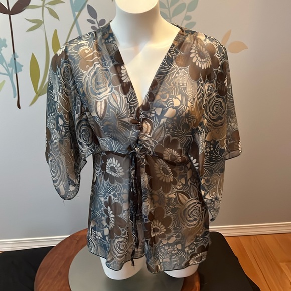 4/$20 Sheer Top with Waist Cinch String and Butterfly Sleeves - Picture 1 of 5